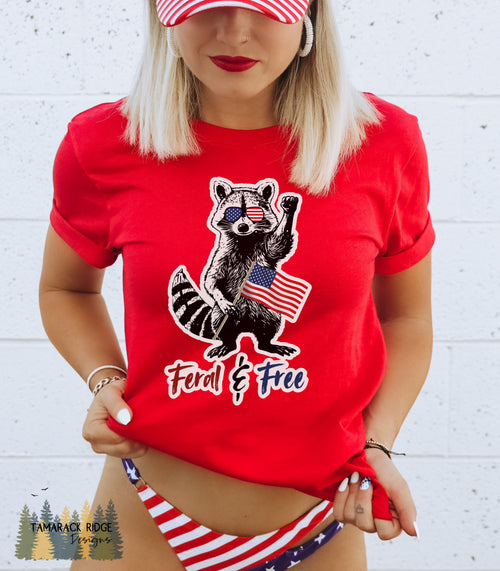 Feral and Free Funny Raccoon 4th of July Unisex Jersey Shirt