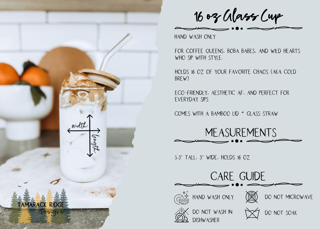 Red Flags & Iced Lattes Glass Tumbler with Lid and Straw