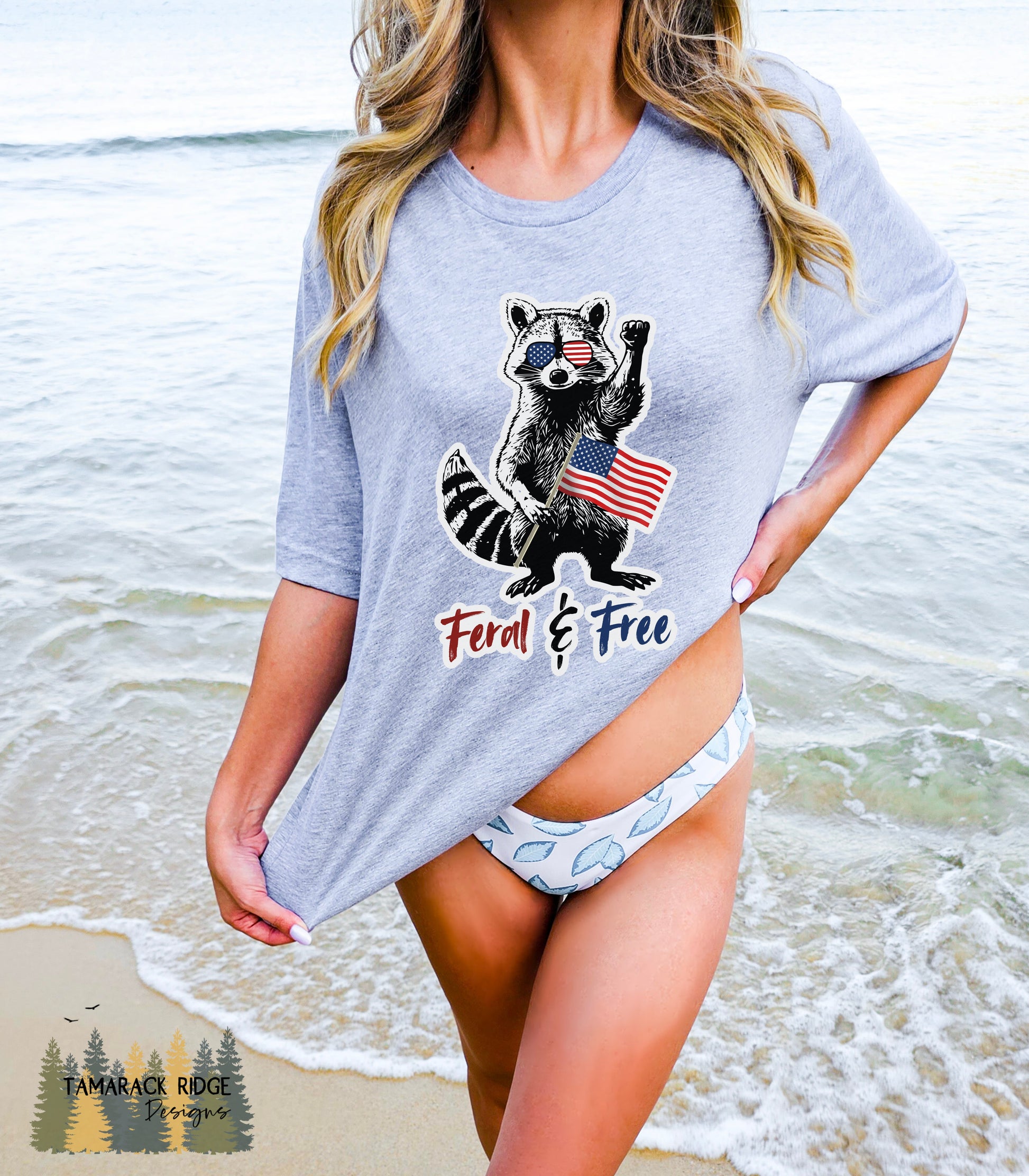 Feral and Free Funny Raccoon 4th of July Unisex Jersey Shirt