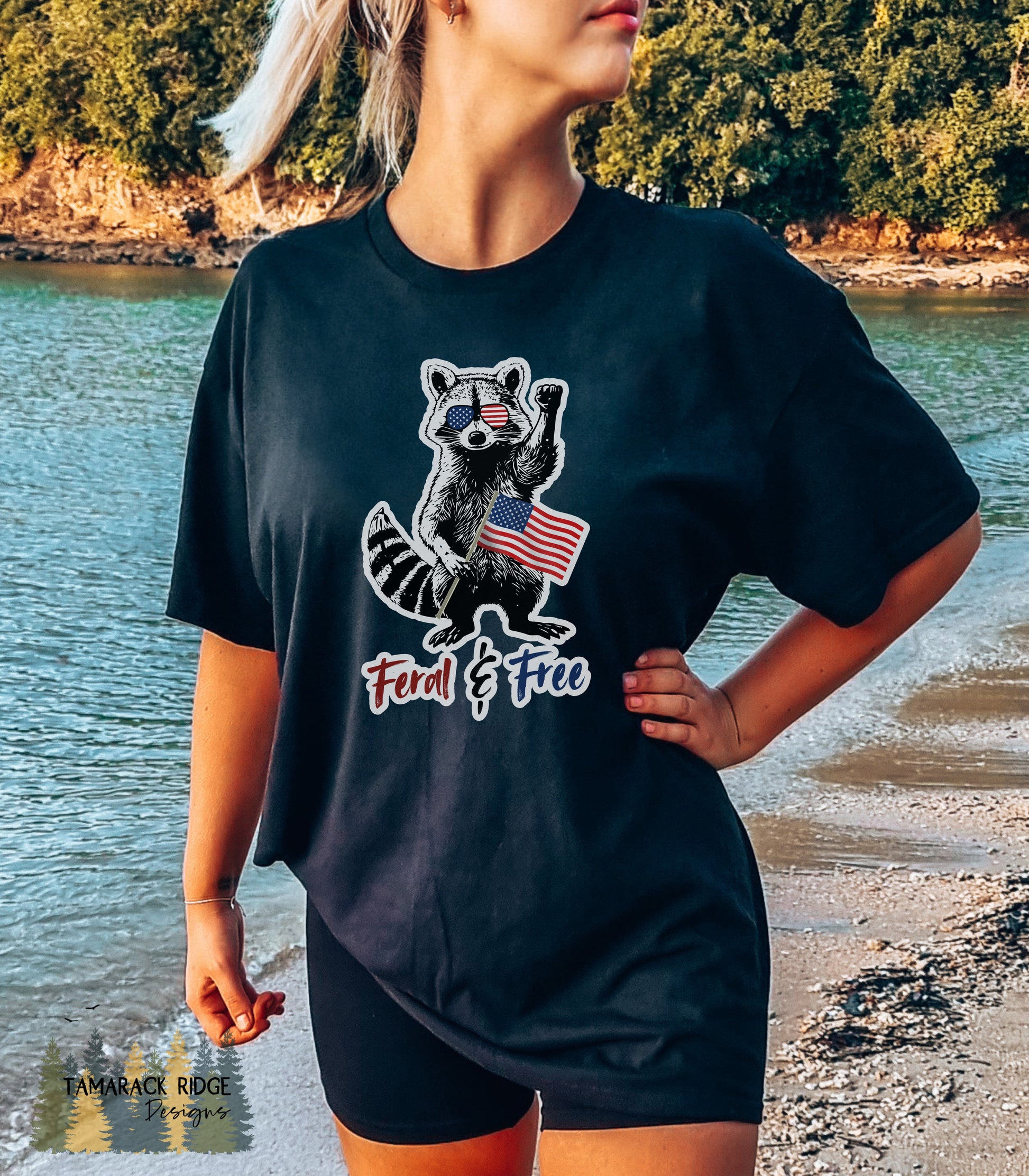 Feral and Free Funny Raccoon 4th of July Unisex Jersey Shirt