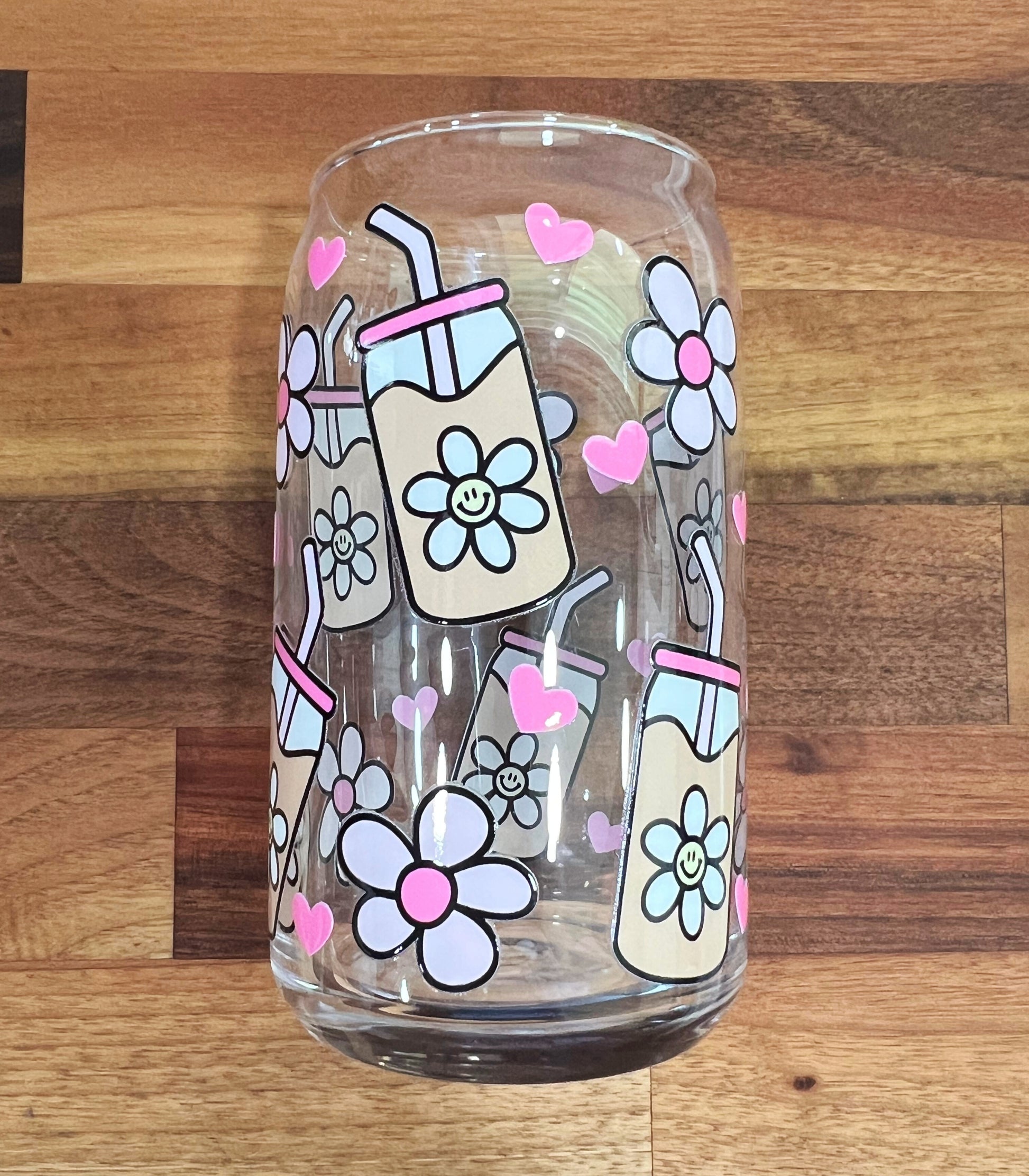 Bloom and Brew Glass Tumbler with Lid and Straw