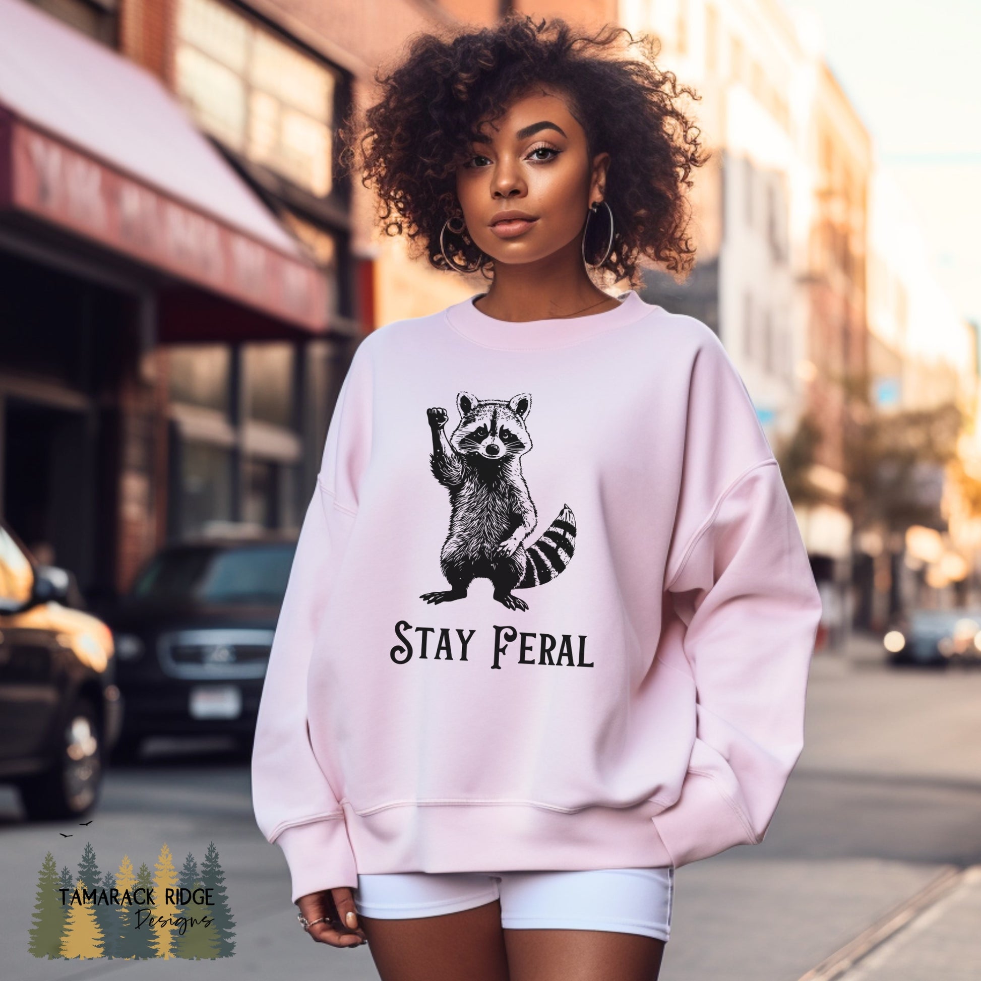 Stay Feral Raccoon Crewneck Sweatshirt