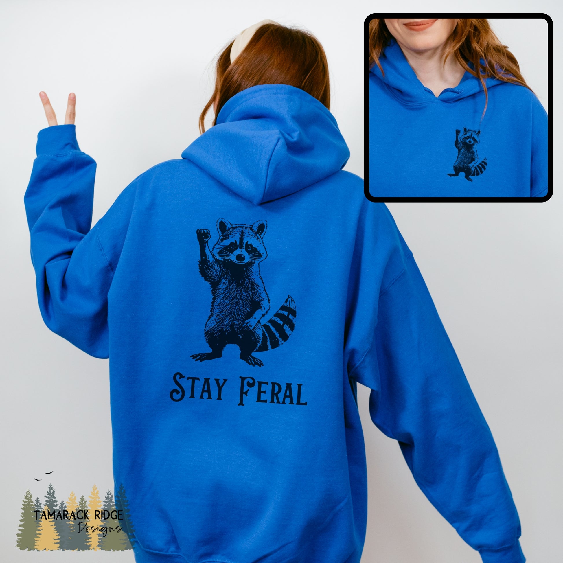 Stay Feral Raccoon Unisex Lightweight Hooded Sweatshirt