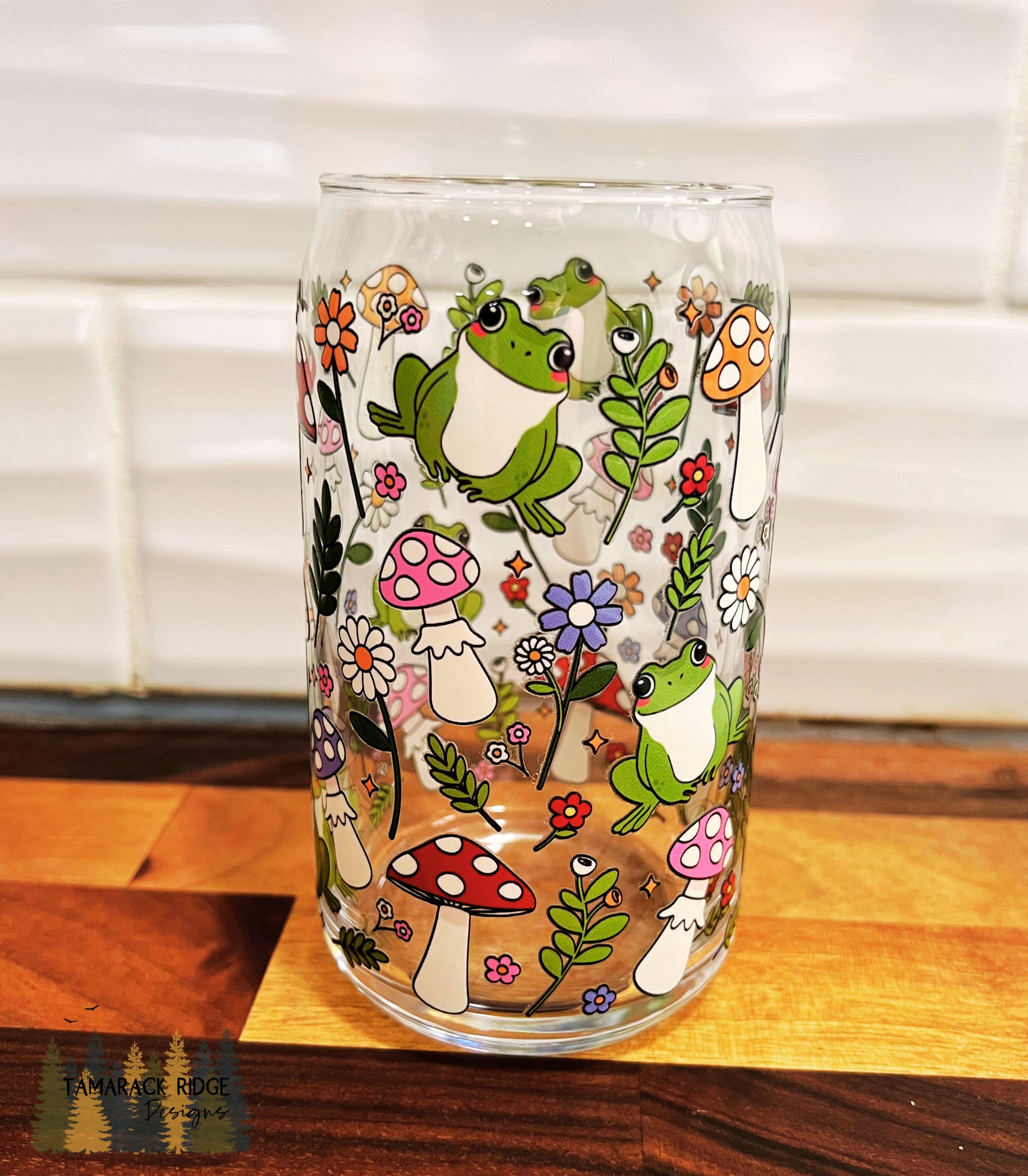 Toadally Unbothered Glass Tumbler with Lid and Straw