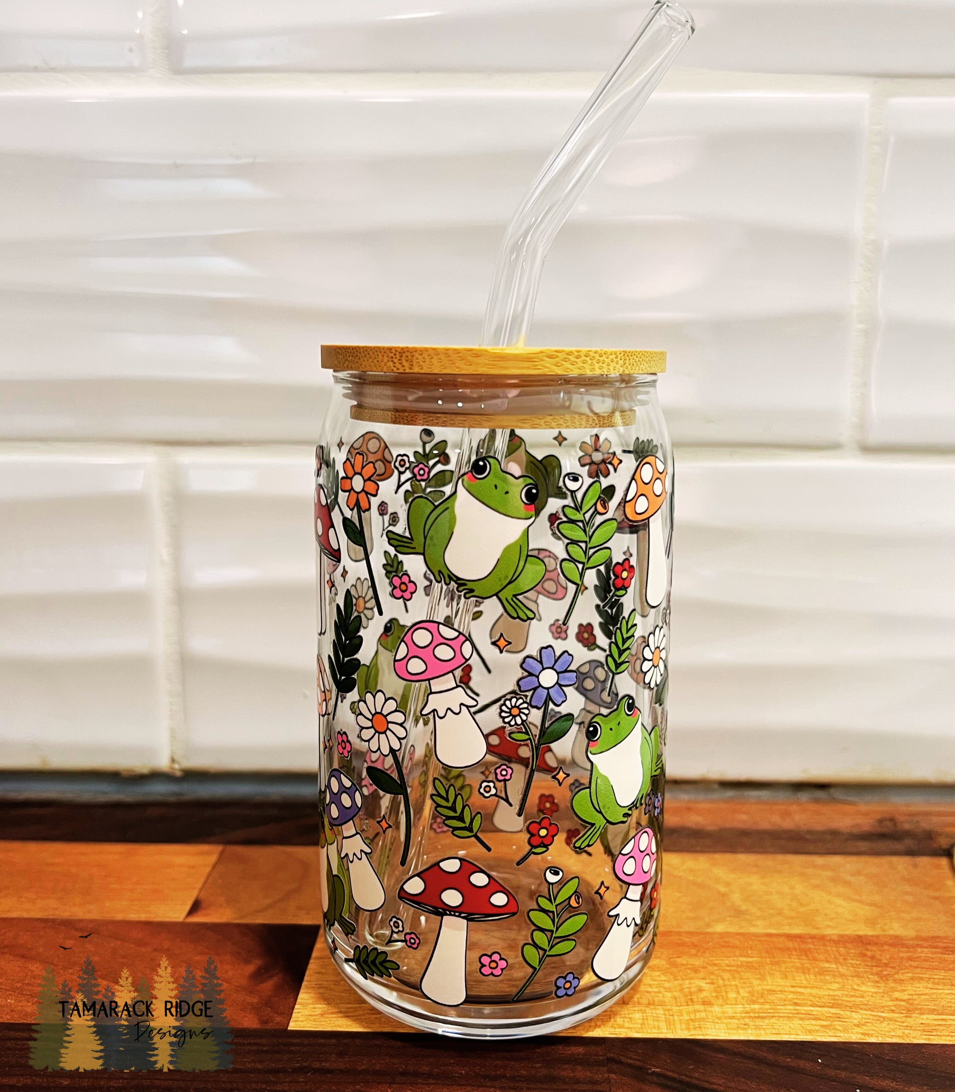 Toadally Unbothered Glass Tumbler with Lid and Straw