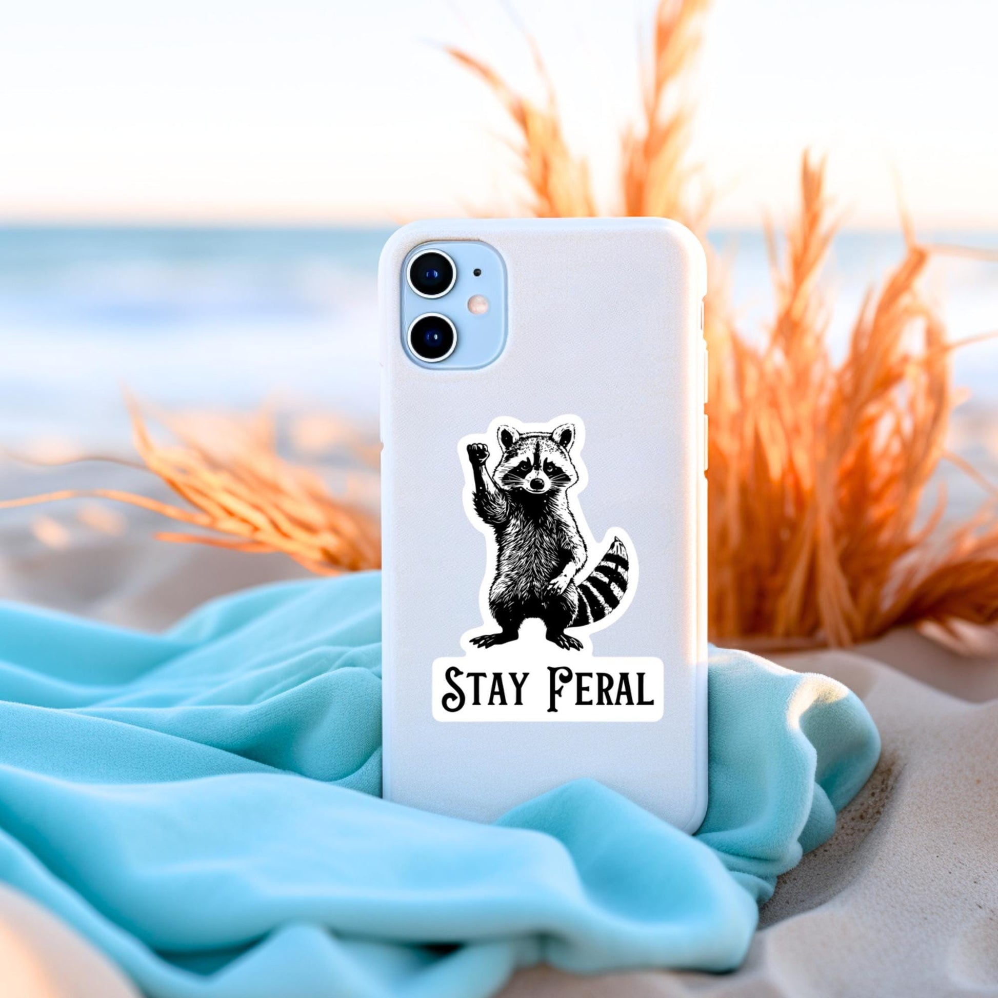 Stay Feral Sticker Raccoon Die Cut Sticker